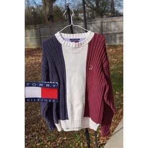 Tommy Hilfiger Vintage Cotton Sweater Color Block France French Flag